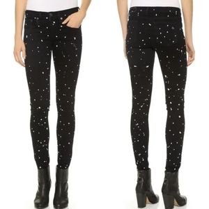 Rag & Bone White Paint Splatter Black Skinny Jeans Mid-rise Coal 25